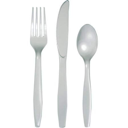 TOUCH OF COLOR Silver Assorted Plastic Cutlery, Shimmering, 288PK 010441